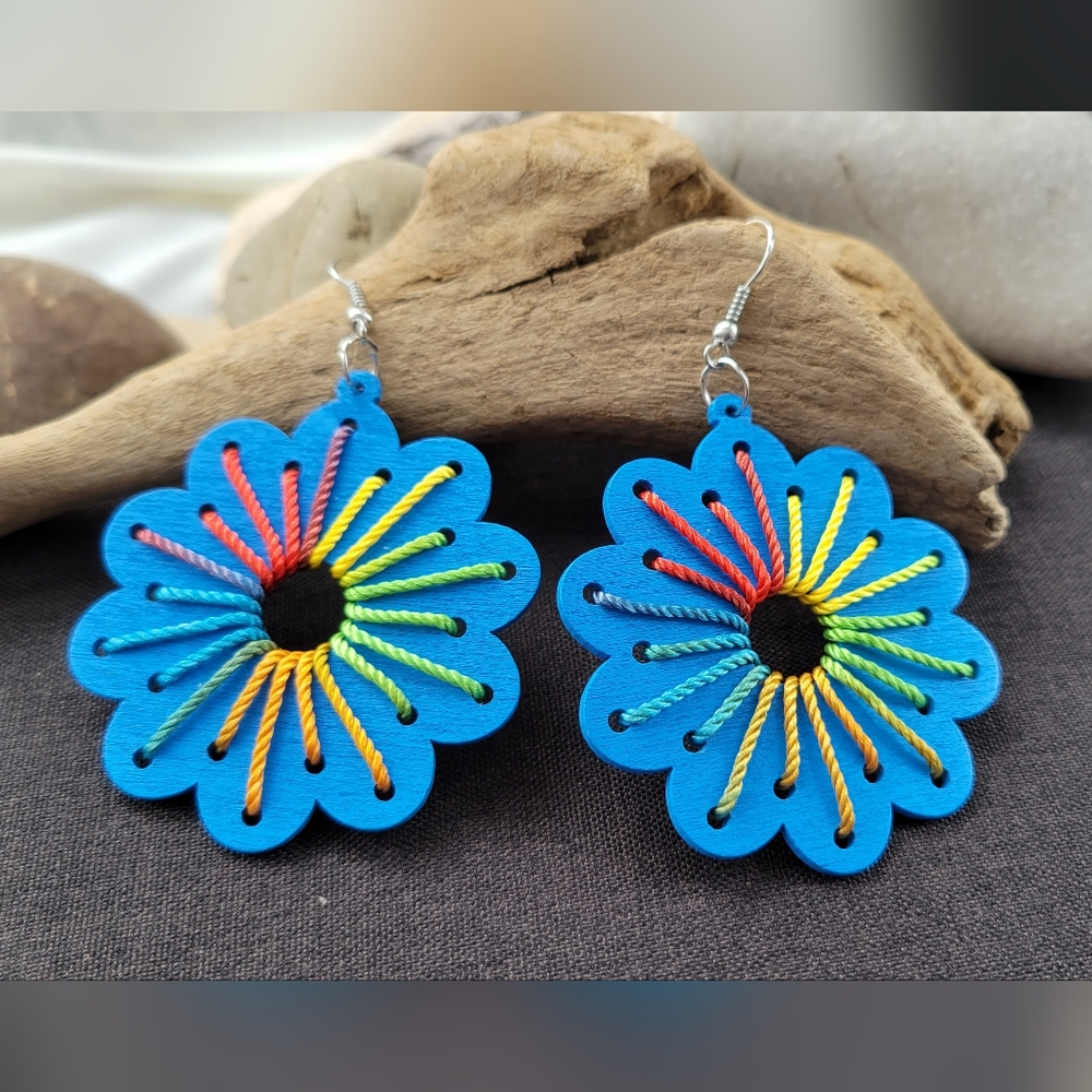 Handmade Multicolor Wooden Earrings
